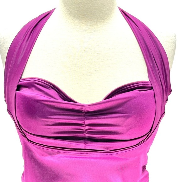 Soma NWT Bra Cup Sized Convertible Halter Shaping Tankini Top Henna Plum 34DD - Picture 7 of 16